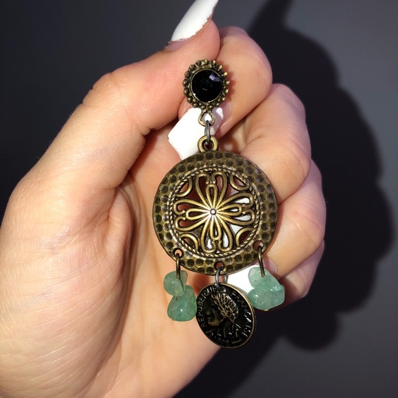 Drop Coin Earrings - Picture 2 of 2